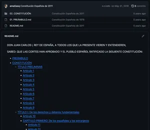 Un repositorio de Github con los artículos de la constitución española