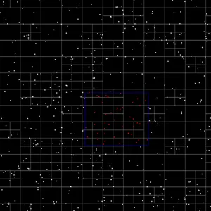 A map filled with dots gets divided into quadrants