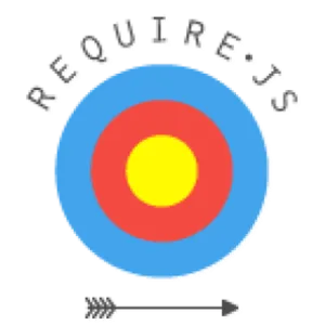 RequireJS logo is a target with an arrow below