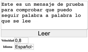 La demo, con el texto de prueba listo para leerse