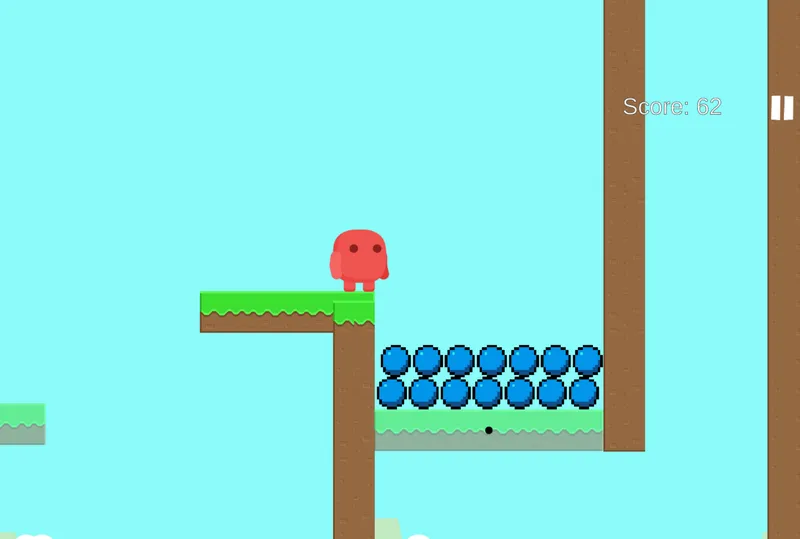 A red character stands on top of a tangible platforms surrounded by intangible ones